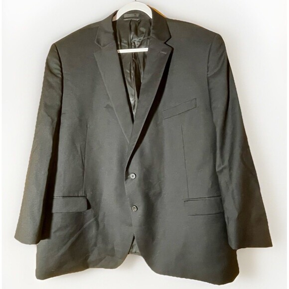 Lauren Ralph Lauren Mens Blazer 52R Black Wool Jacket Natural Stretch Classic - Picture 1 of 13